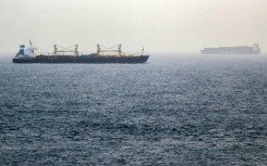 Vessels transiting the Bab el-Mandeb Strait off the coast of southern Yemen