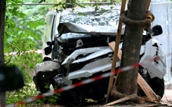 View of the vehicle used in the ramming attack which killed one person and injured 16 others