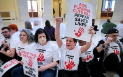 A protest at the US Capitol last year against the Trump administration's cuts to HIV/AIDS funding