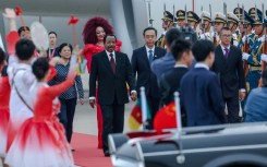 One of Biya's (C) last official trips was to China in September 2024, though his public appearances had become increasingly rare