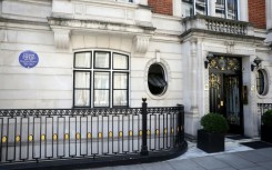 An English Heritage Blue Plaque for Austrian writer Stefan Zweig, is displayed outside a flat on Hallam street, in central London