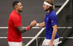 Stefanos Tsitsipas (R) and Nick Kyrgios faced off in the 2021 Laver Cup