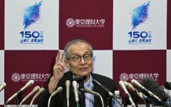 Japanese Nobel laureate Kenso Soai spoke to reporters in Tokyo