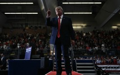 US President Donald Trump speaks at a campaign rally in Port Huron, Michigan
